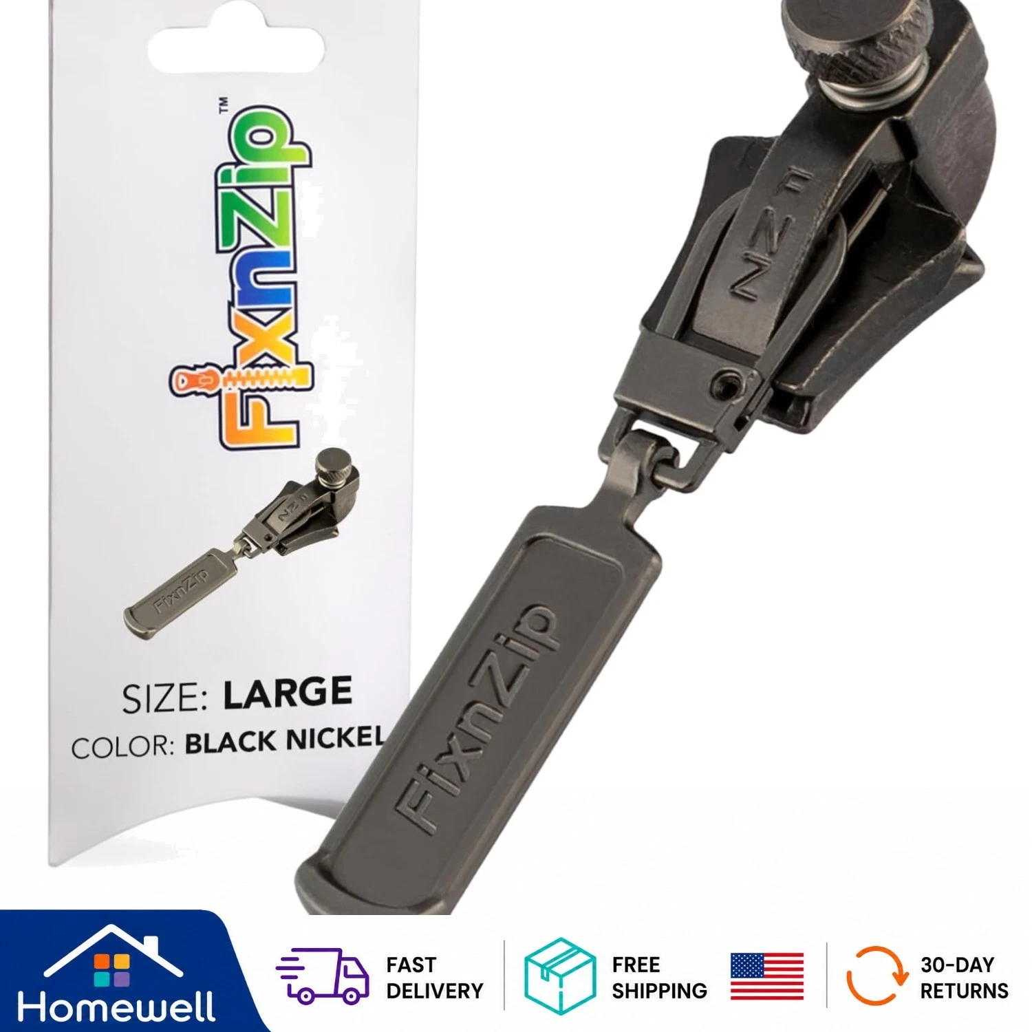 Universal Black Nickel Zipper Slider Replacement for Heavy Jackets & Wetsuits