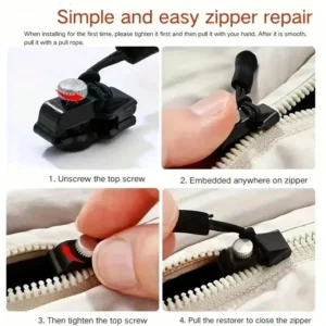 Universal Quick Fix Zipper Repair Kit Detachable Slider Replacement.