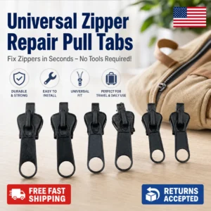 Zipper Repair Kit 3 Sizes Instant Fix Replacement Zip Slider Teeth Sewing Tool