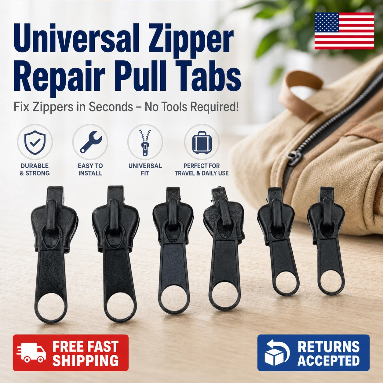 Zipper Repair Kit 3 Sizes Instant Fix Replacement Zip Slider Teeth Sewing Tool
